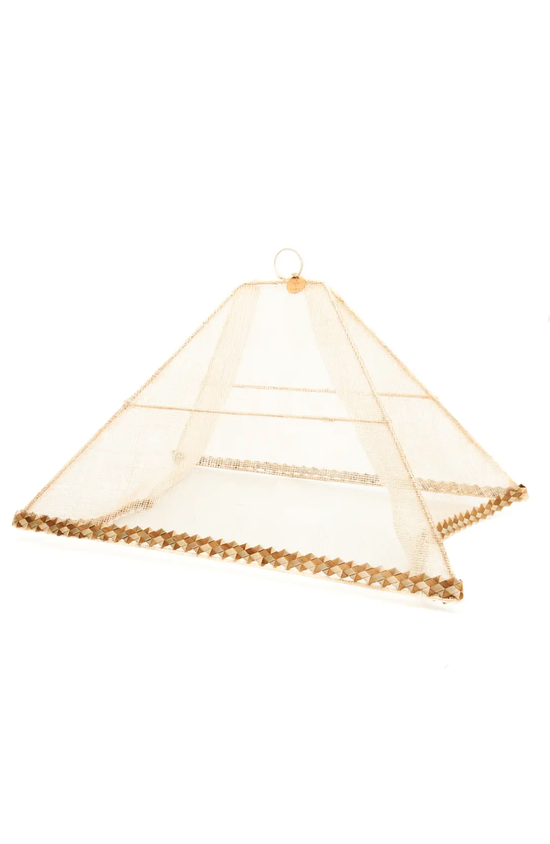 Kubo Buri Abaca Foldable Food Cover with Palm Leaf Trim, Main, color, Natural
