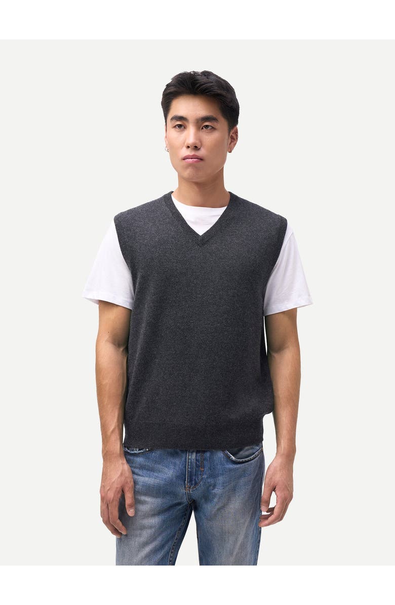 Gobi Cashmere Timeless V-Neck Cashmere Vest, Alternate, color, Charcoal