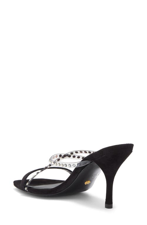 Stuart Weitzman Strapeze Crystal 85 Sandal In Flannel/black/black