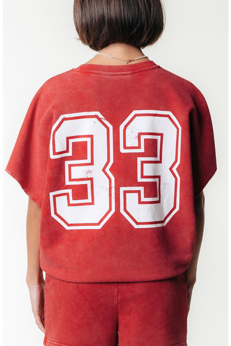 Rebels 33 Acid Wash Drppd Shldr Sweat SS, Alternate, color, Racing Red
