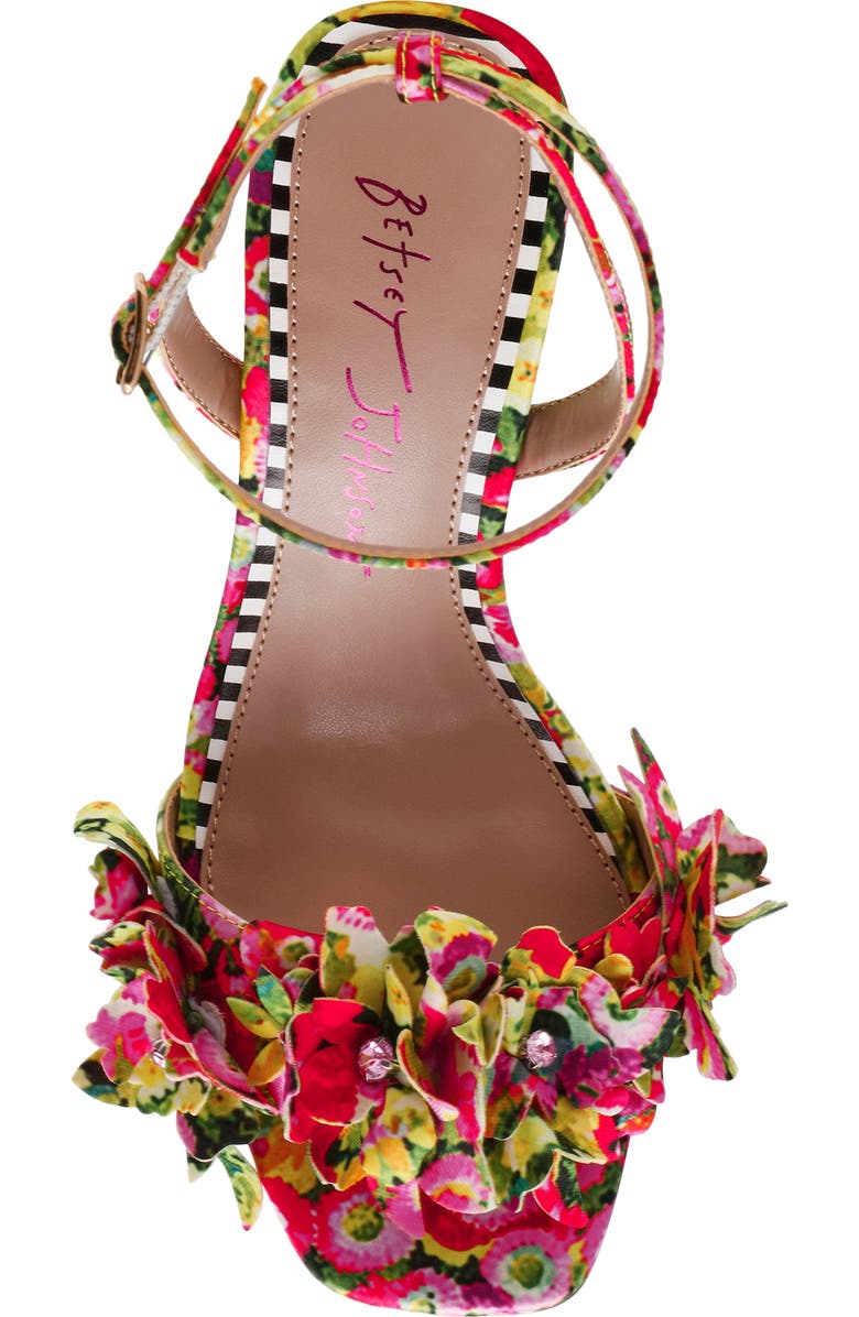 Betsey Johnson Hilley Ankle Strap Sandal, Alternate, color, Green Floral Multi