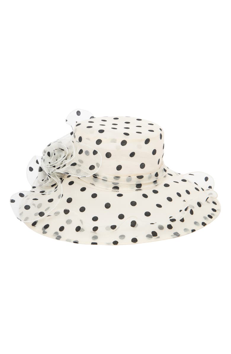 San Diego Hat Organza Dress Hat, Main, color, Polka Dot