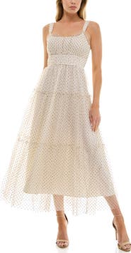 Socialite Dot Mesh Sleeveless Maxi Dress