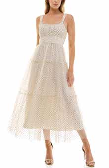 Socialite Dot Mesh Sleeveless Maxi Dress