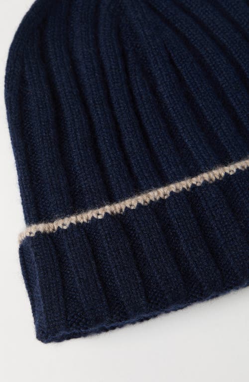 Brunello Cucinelli Cashmere Rib Knit Beanie In Blue