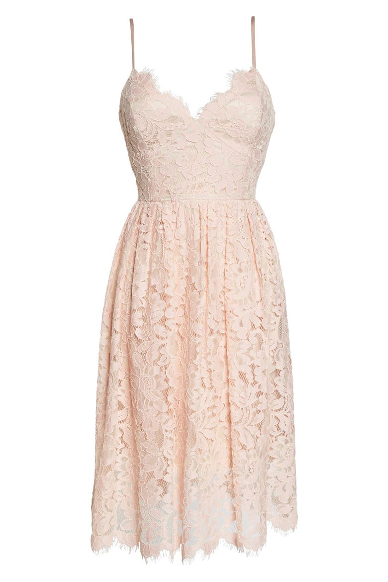 Lace Fit & Flare Dress, Alternate, color, BLUSH