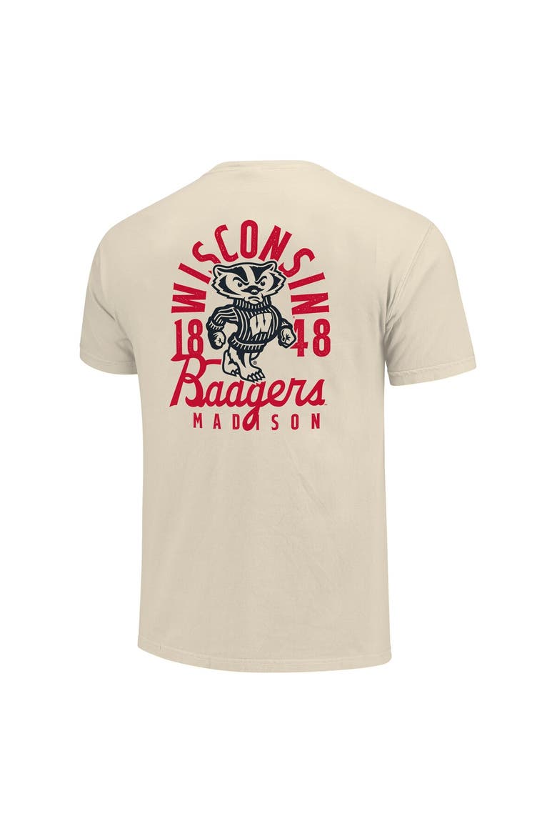 Men's Cream Wisconsin Badgers Comfort Colors Mascot Overlay T-Shirt, Alternate, color, Cream