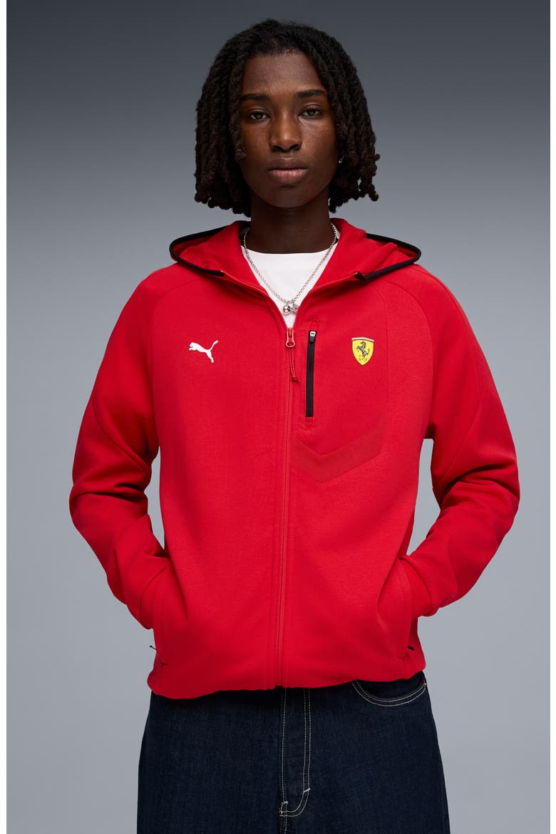 Ferrari Motosport Hooded Zip Front Sweatshirt, Alternate, color, ROSSO CORSA