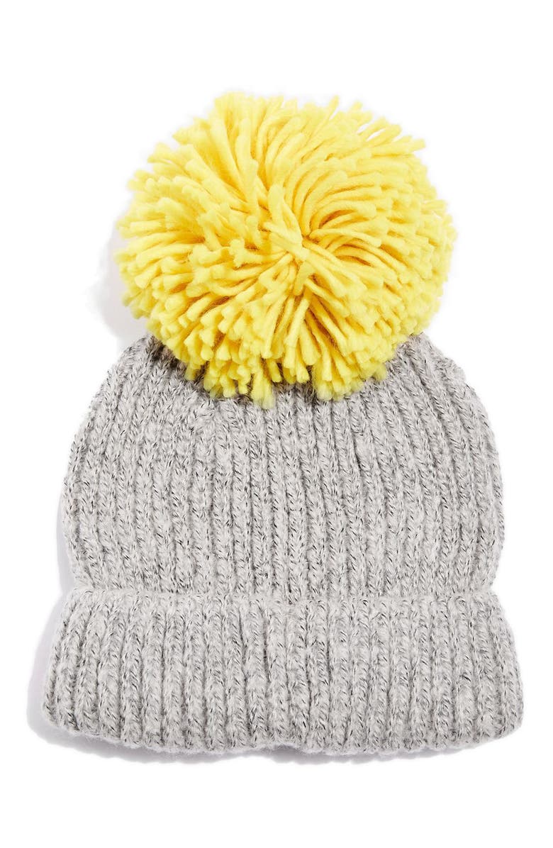 Topshop Pompom Beanie, Main, color,