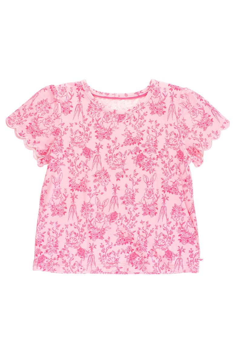 Girls Short Sleeve Scallop Tee, Main, color, Pink Cottontail Toile
