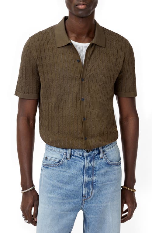 John Varvatos Moore Short Sleeve Organic Cotton Sweater In Green