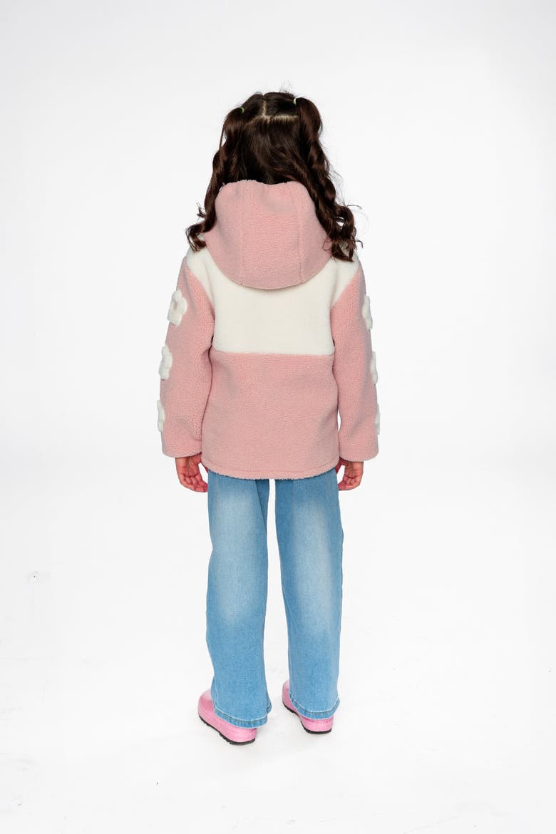 Reversible Mid-Season Fleece Flower Sleeve Hooded Jacket, Alternate, color, Pale Pink