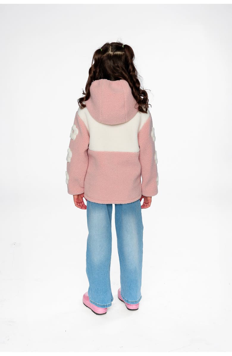 Deux par Deux Reversible Mid-Season Fleece Flower Sleeve Hooded Jacket, Alternate, color,