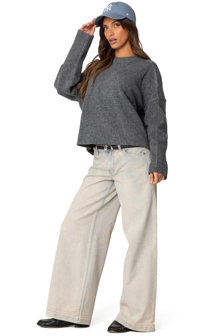Shirley Oversize Crewneck Sweater, Alternate, color, DARK-GRAY