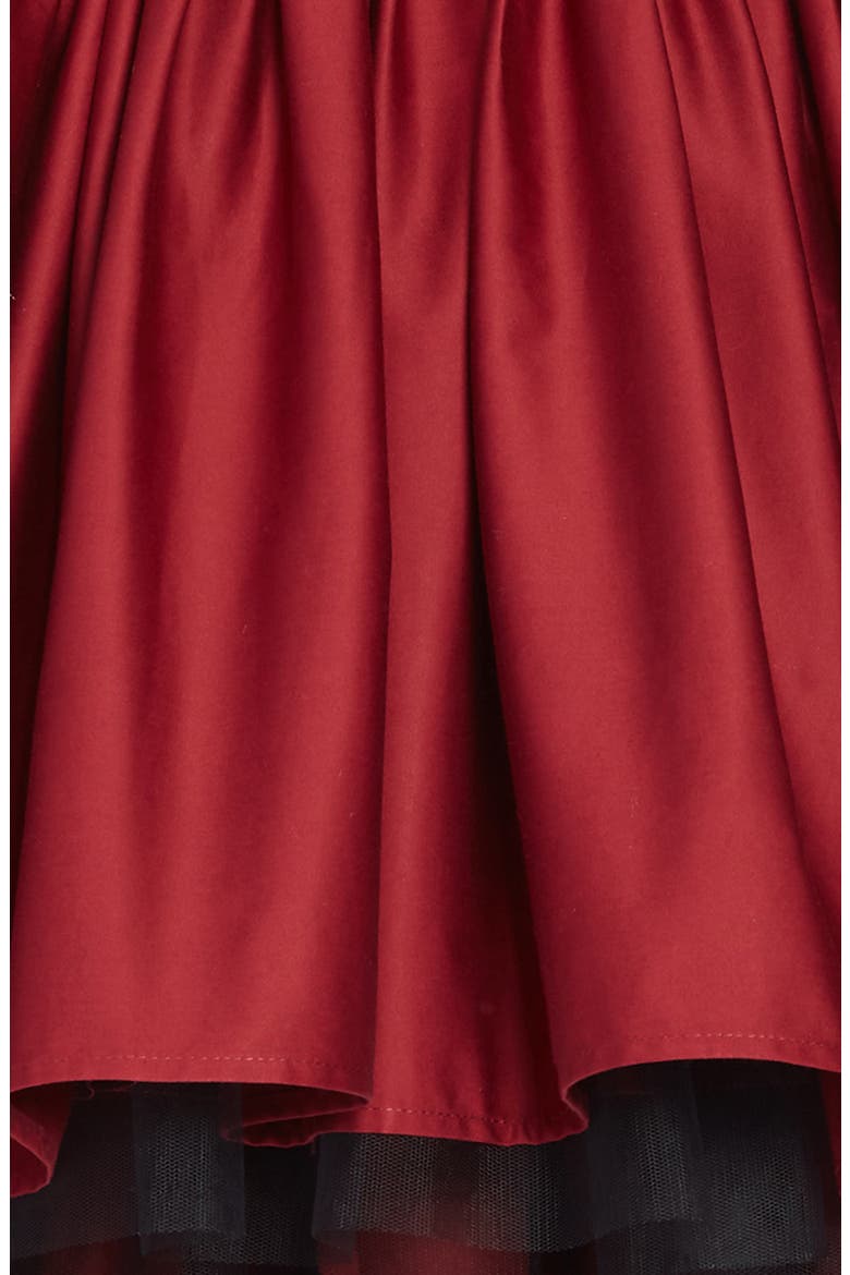 Evita High/Low Satin & Tulle Dress, Alternate, color, BURGUNDY