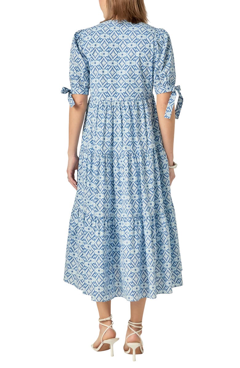 English Factory Print Bow Tiered Maxi Dress, Alternate, color, Blue Multi