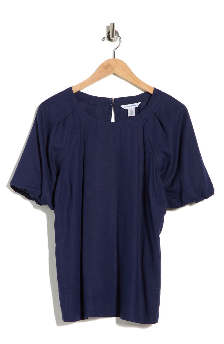 Tommy Bahama Palm Shores Short Sleeve Linen Blend Top, Main, color, Coastline