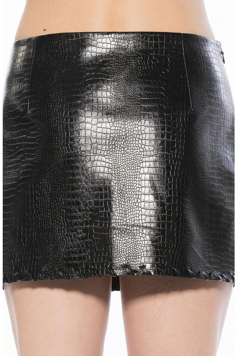 Zaire Faux Leather Miniskirt, Alternate, color, BLACK