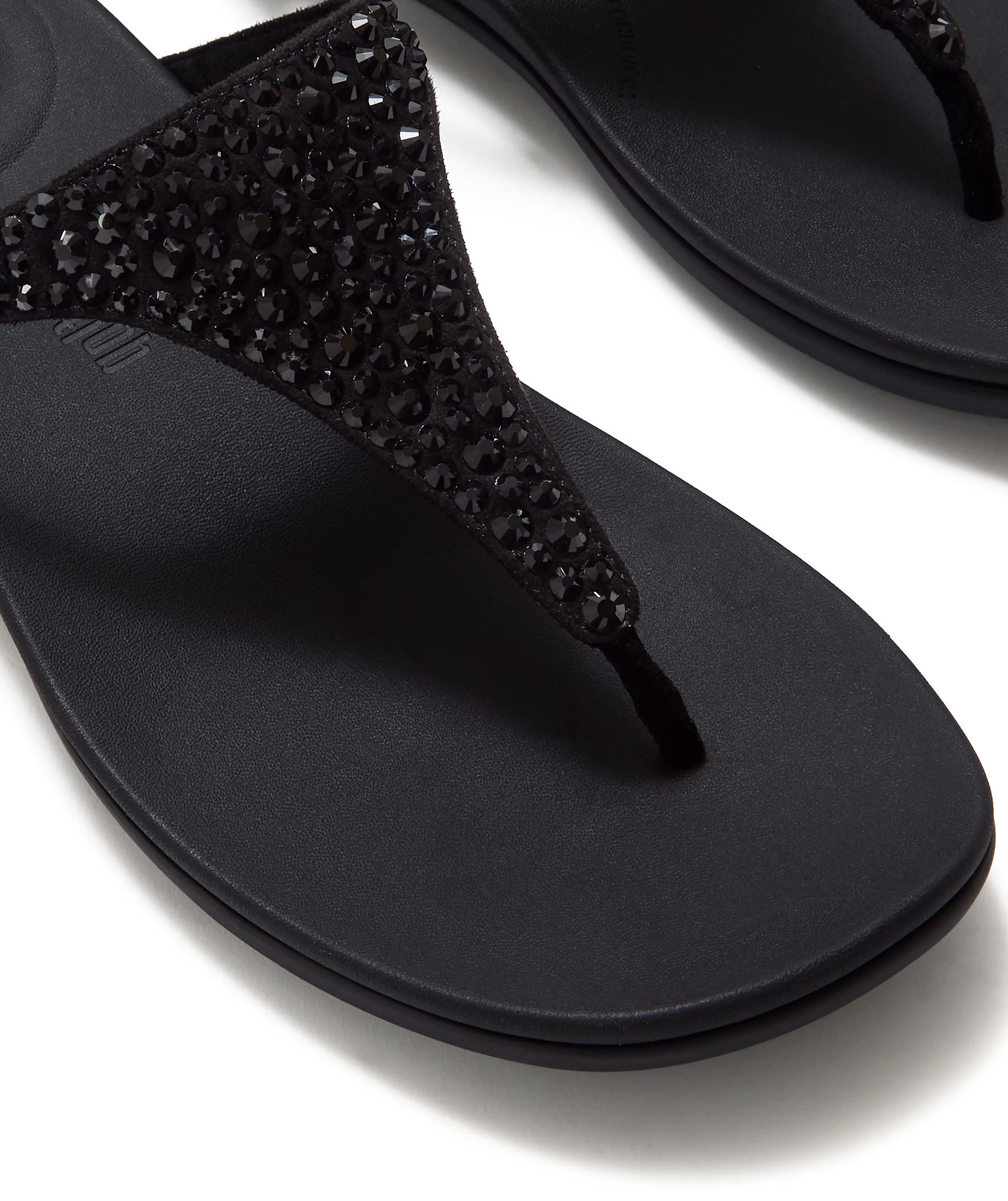 FitFlop Solay Mixed-Crystal Toe-Post Sandals, Alternate, color, Black