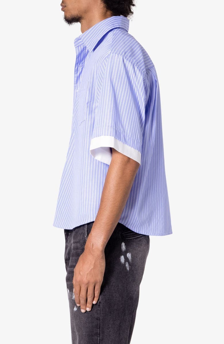 mnml Layered Stripe Cotton Button-Up Shirt, Alternate, color, Blue