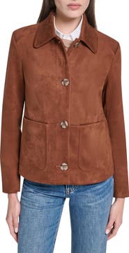 Cole Haan Faux Suede Button Front Jacket