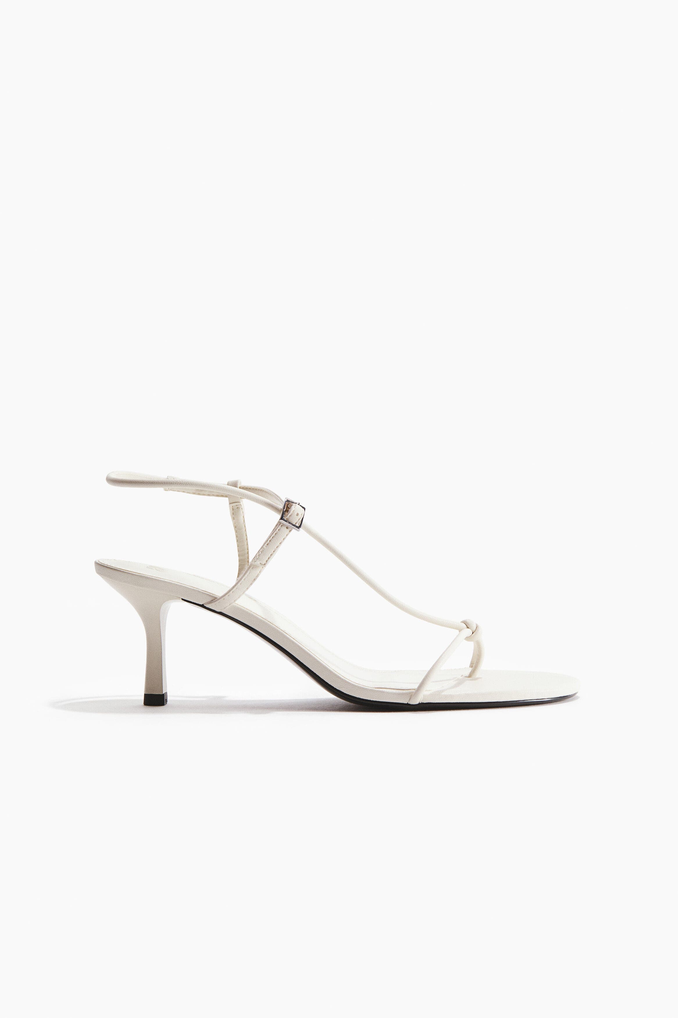 H&M Heeled Strappy Sandals, Main, color, White