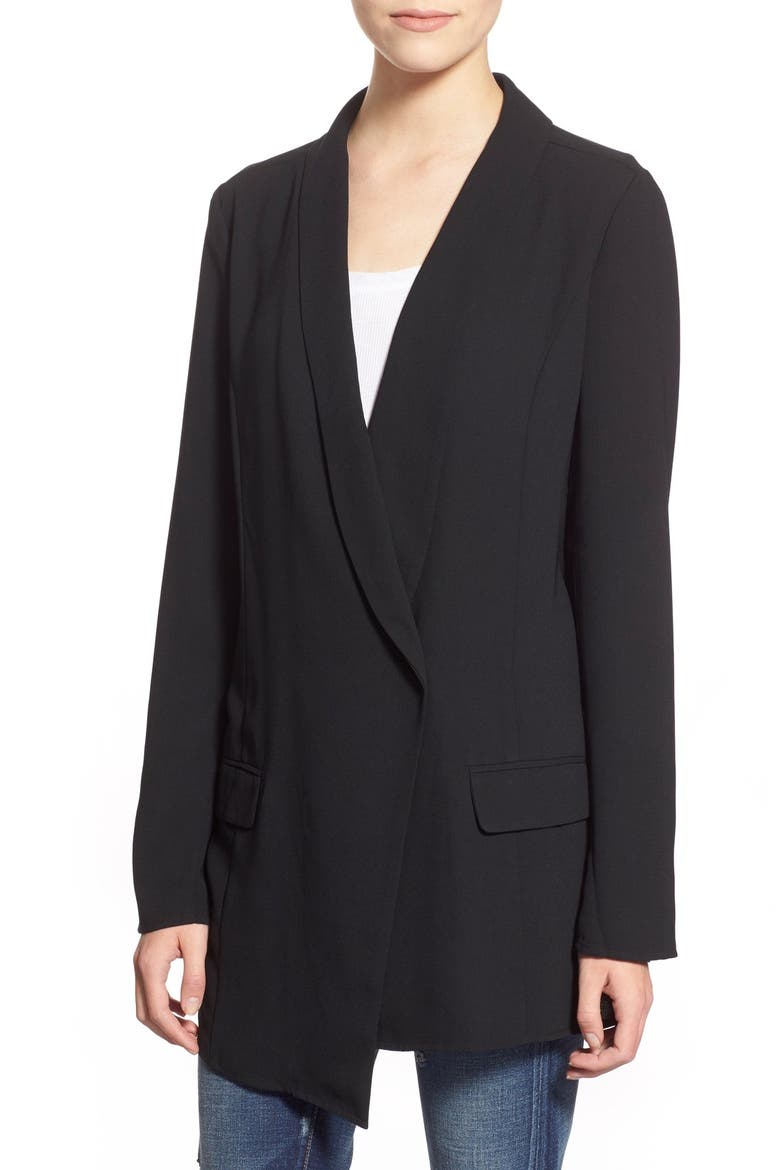 Long Tuxedo Blazer, Alternate, color, BLACK