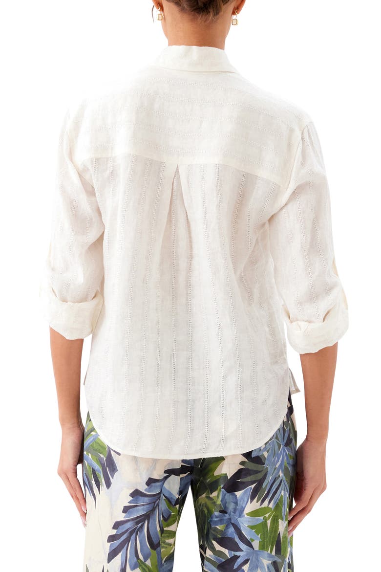 Stripe Linen Button-Up Shirt, Alternate, color, CREAM