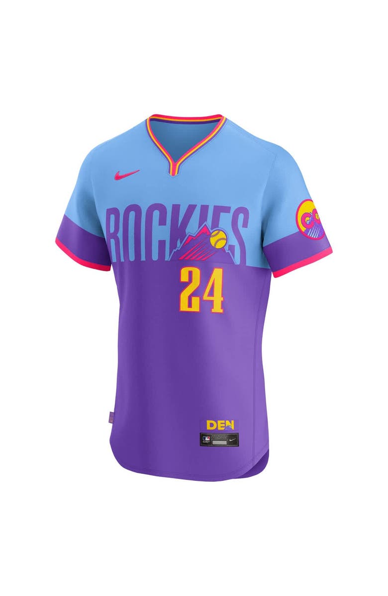 Nike Men's Nike Ryan McMahon Purple/Light Blue Colorado Rockies 2025 City Connect Elite Player Jersey, Alternate, color, 
