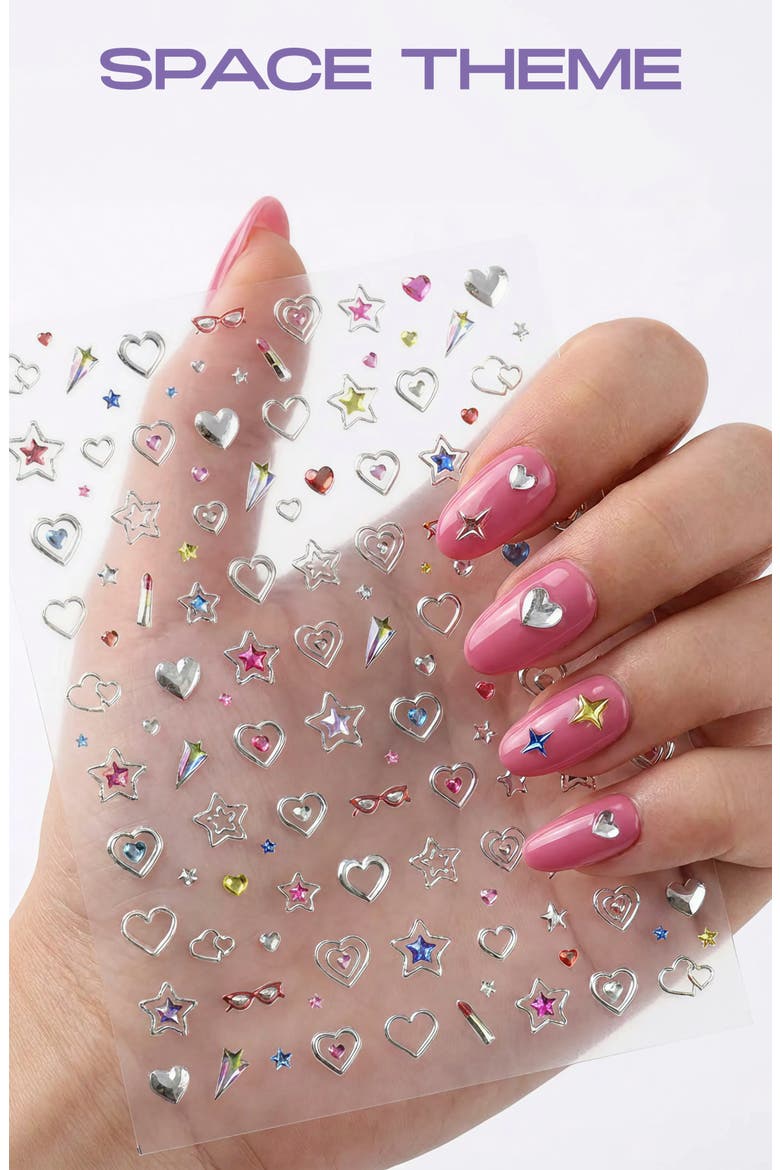 Kids' Mega Star Nail Stickers, Alternate, color, PINK
