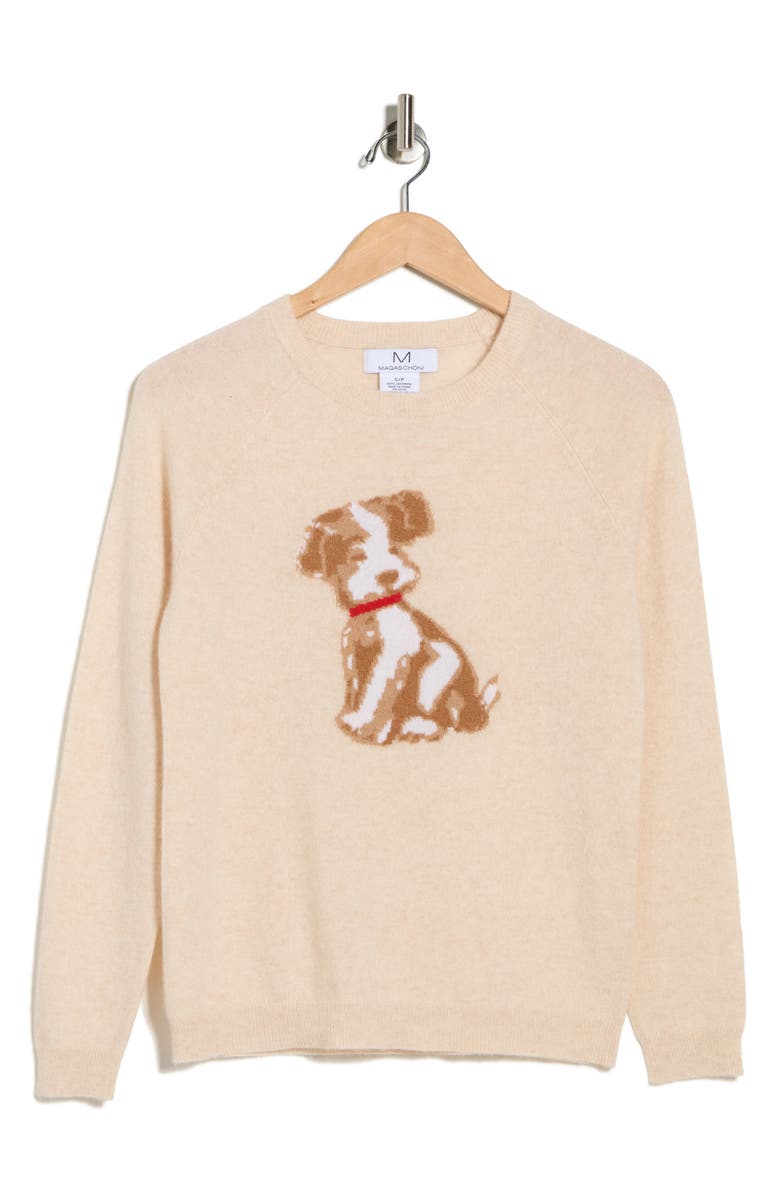 Magaschoni Puppy Cashmere Sweater, Alternate, color, Creamy Heather Combo