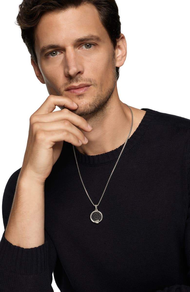 David Yurman Ouroboros Amulet with Black Diamonds, Alternate, color, Sterling Silver