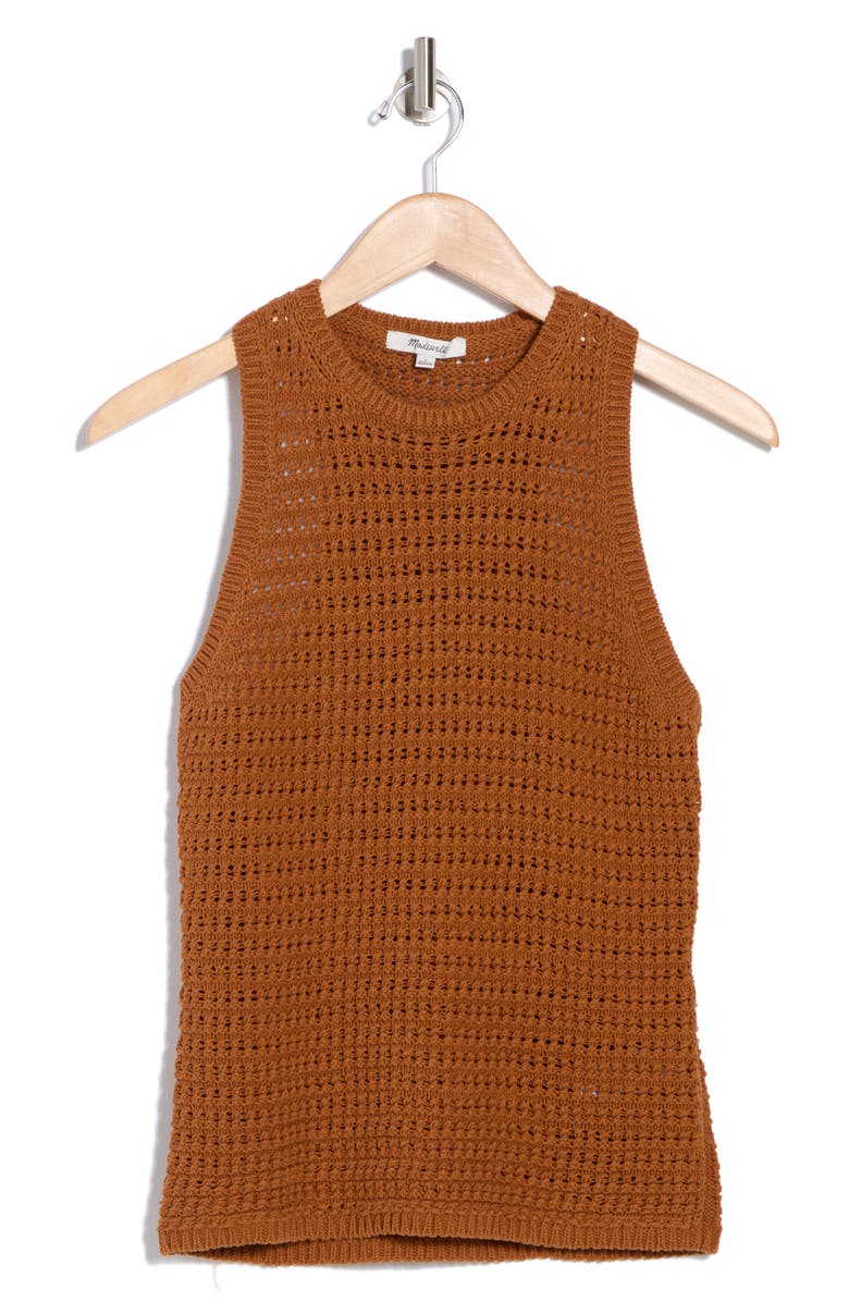 Madewell Open Stitch Crewneck Cotton Sweater Tank, Alternate, color,
