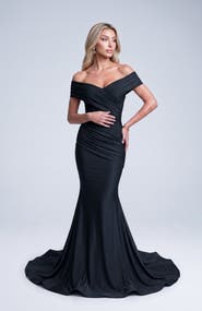 Jessica Angel Off The Shoulder Ruched Mermaid Evening Gown