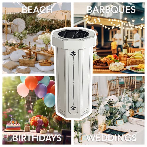 Happimess Fleur 25-gallon Classic Disposable Corrugated Cardboard Event Trash Can And Recycling Bin In White