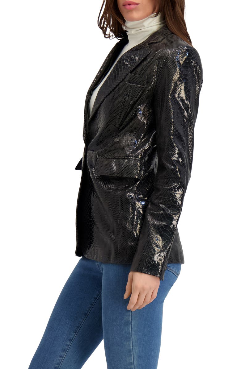 GORSKI Metis Suede Pythn Printed Single Breasted Blazer, Alternate, color, Anthracite