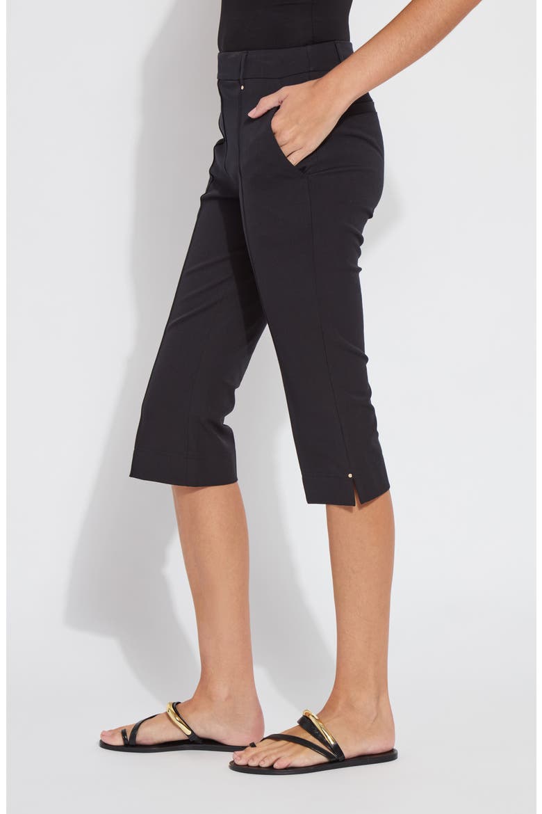 Amanda High Waist Pull-On Capri Pants, Alternate, color, BLACK