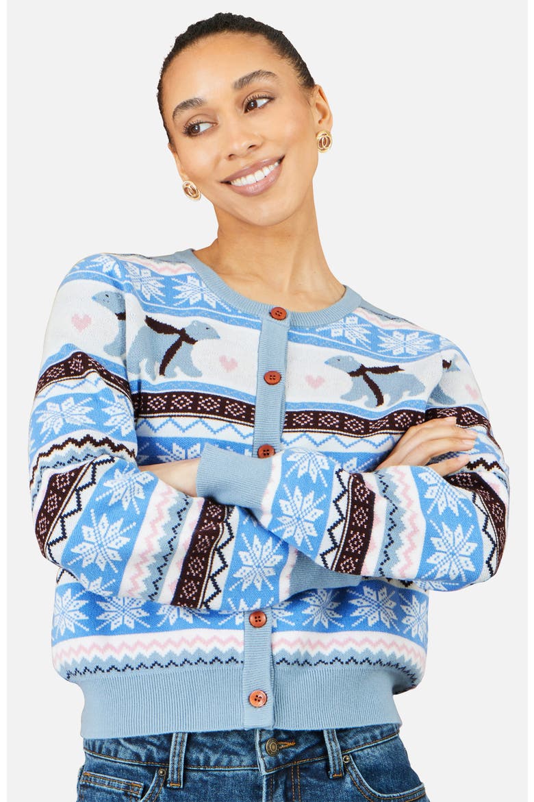 Polar Bear Fairisle Cardigan, Main, color, Blue