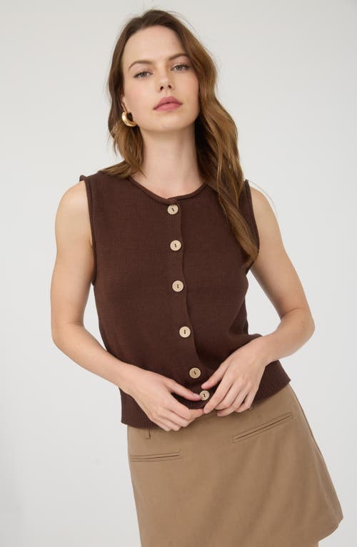 Blu Pepper Solid Button Front Sweater Vest In Brown