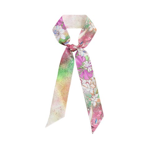 X NYBG "Orchid Neon" Silk Twill Skinny Scarf