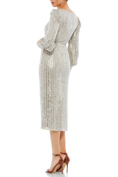 Mac Duggal Midi Dress In Silver