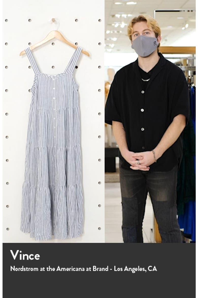 Stripe Button Front Tiered Midi Dress video