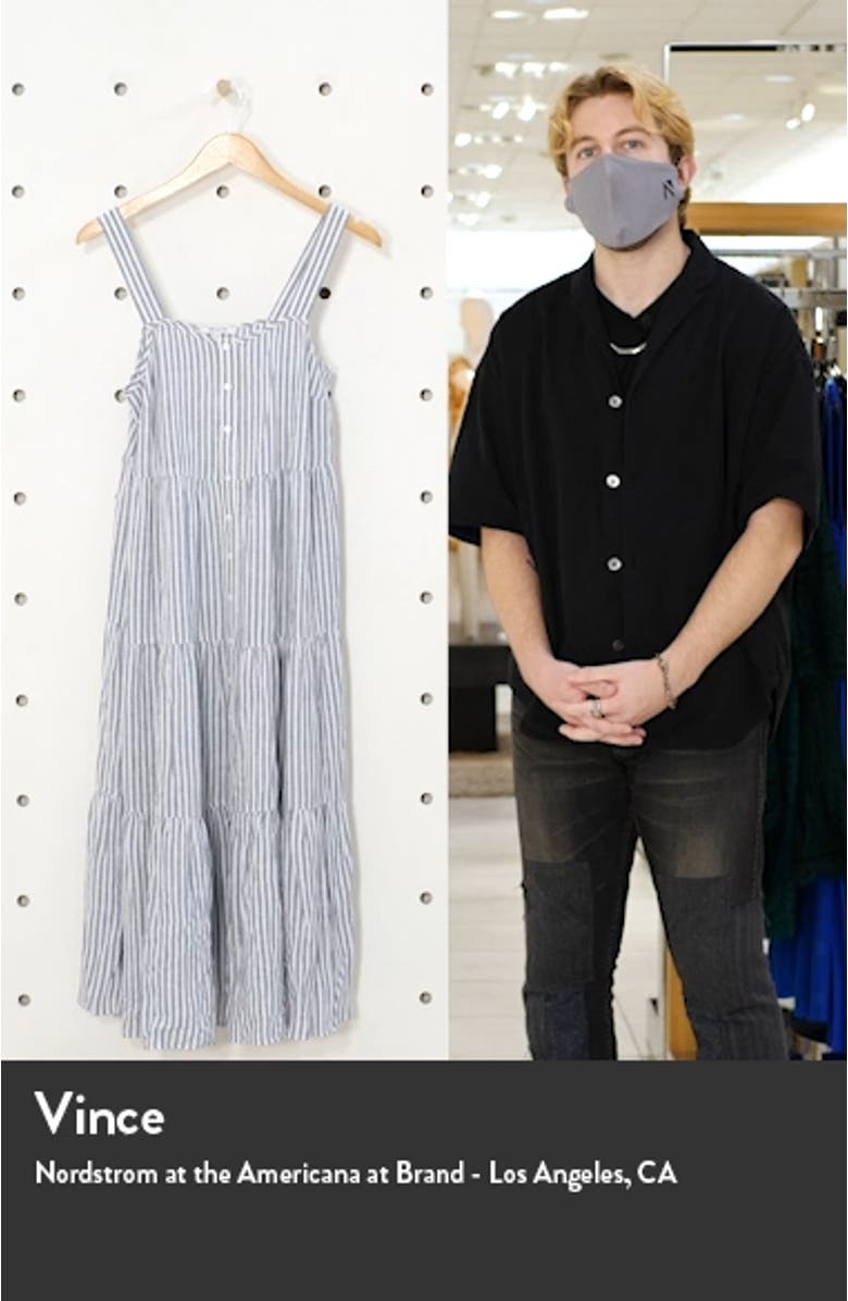 Stripe Button Front Tiered Midi Dress, sales video thumbnail