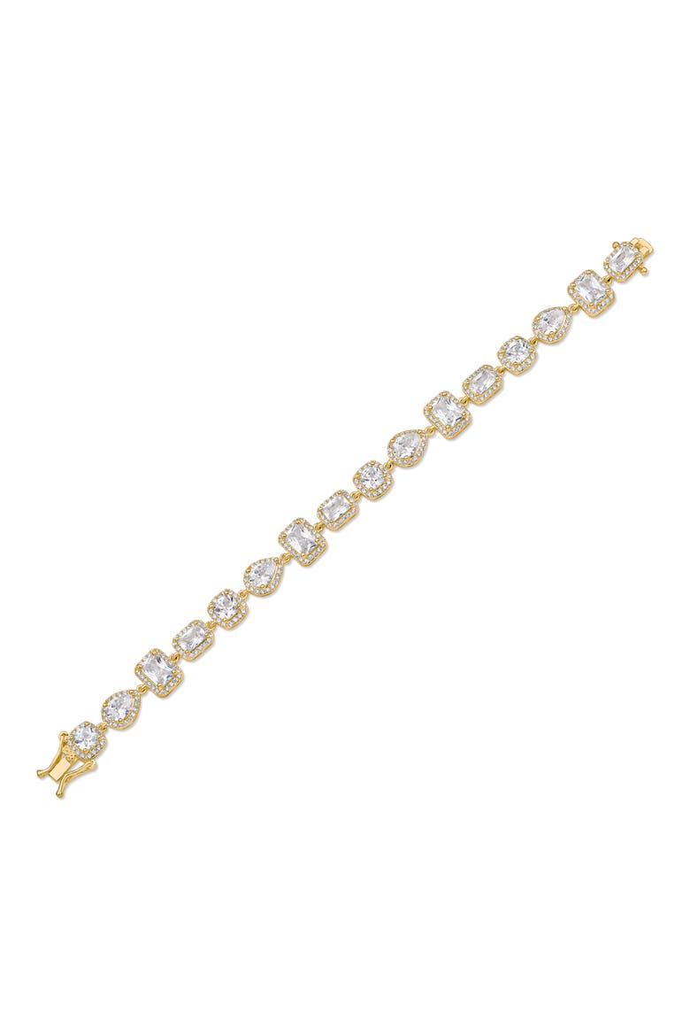 Halo Cubic Zirconia Bracelet, Alternate, color, CLEAR/ GOLD