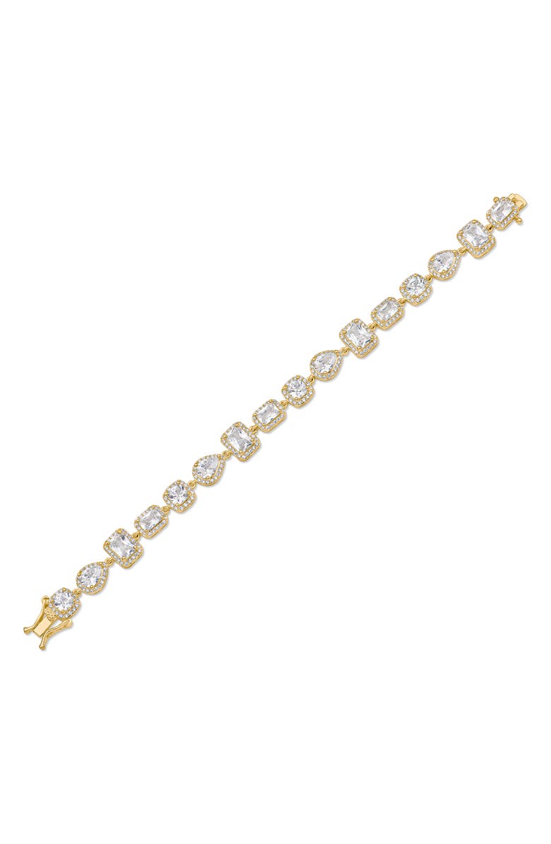 CZ by Kenneth Jay Lane Halo Cubic Zirconia Bracelet, Alternate, color, Clear/ Gold