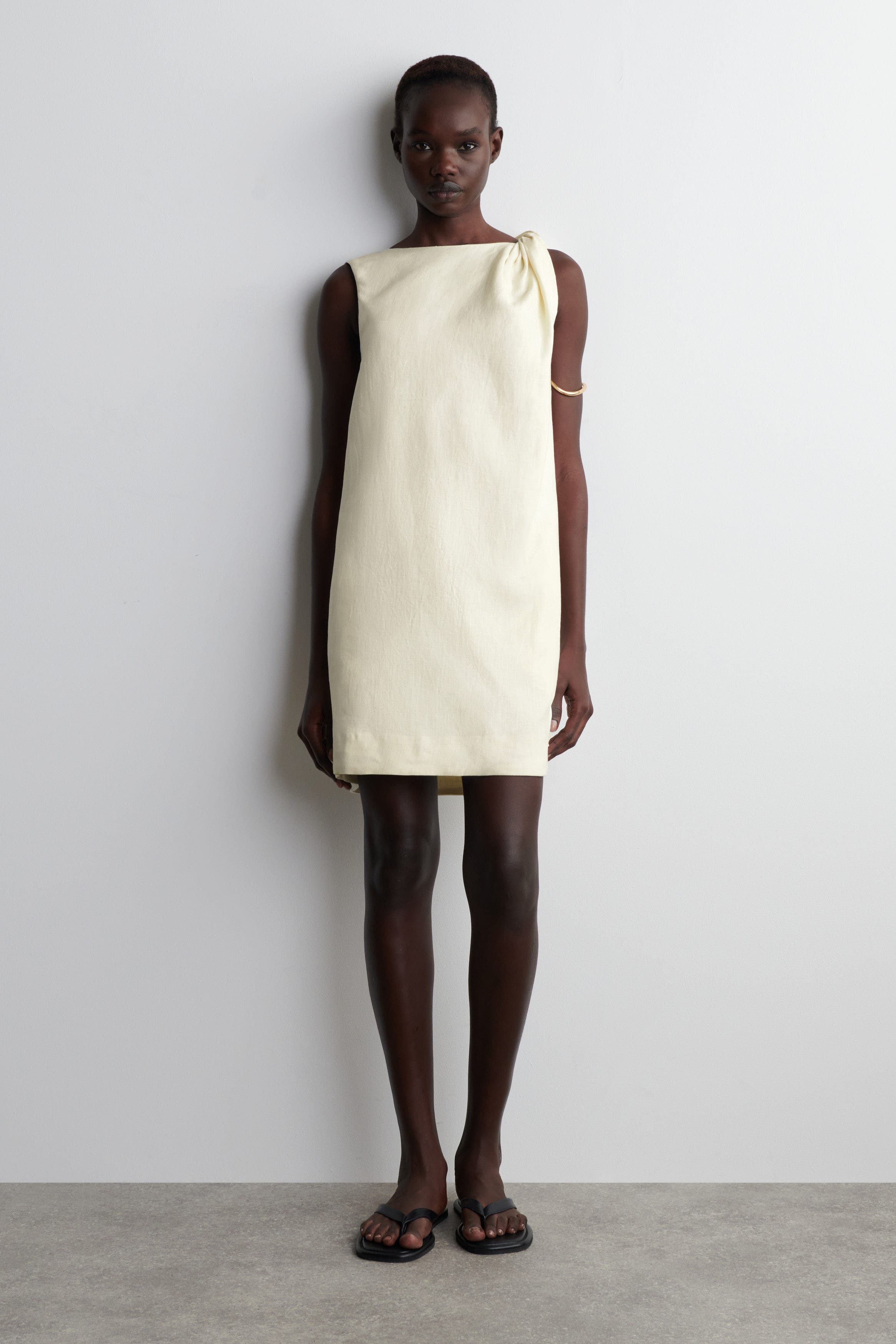 Twist-Detail Linen Mini Dress - image 3