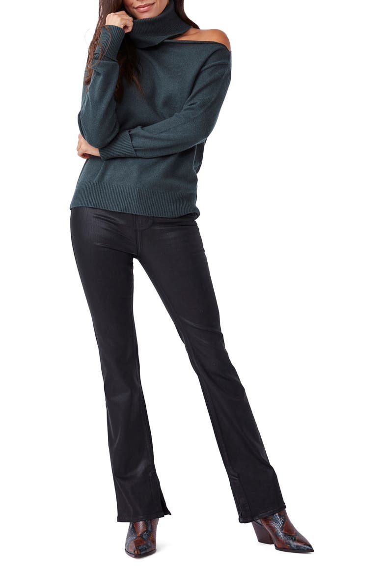 Raundi Cold Shoulder Turtleneck Sweater, Alternate, color, DARK SPRUCE