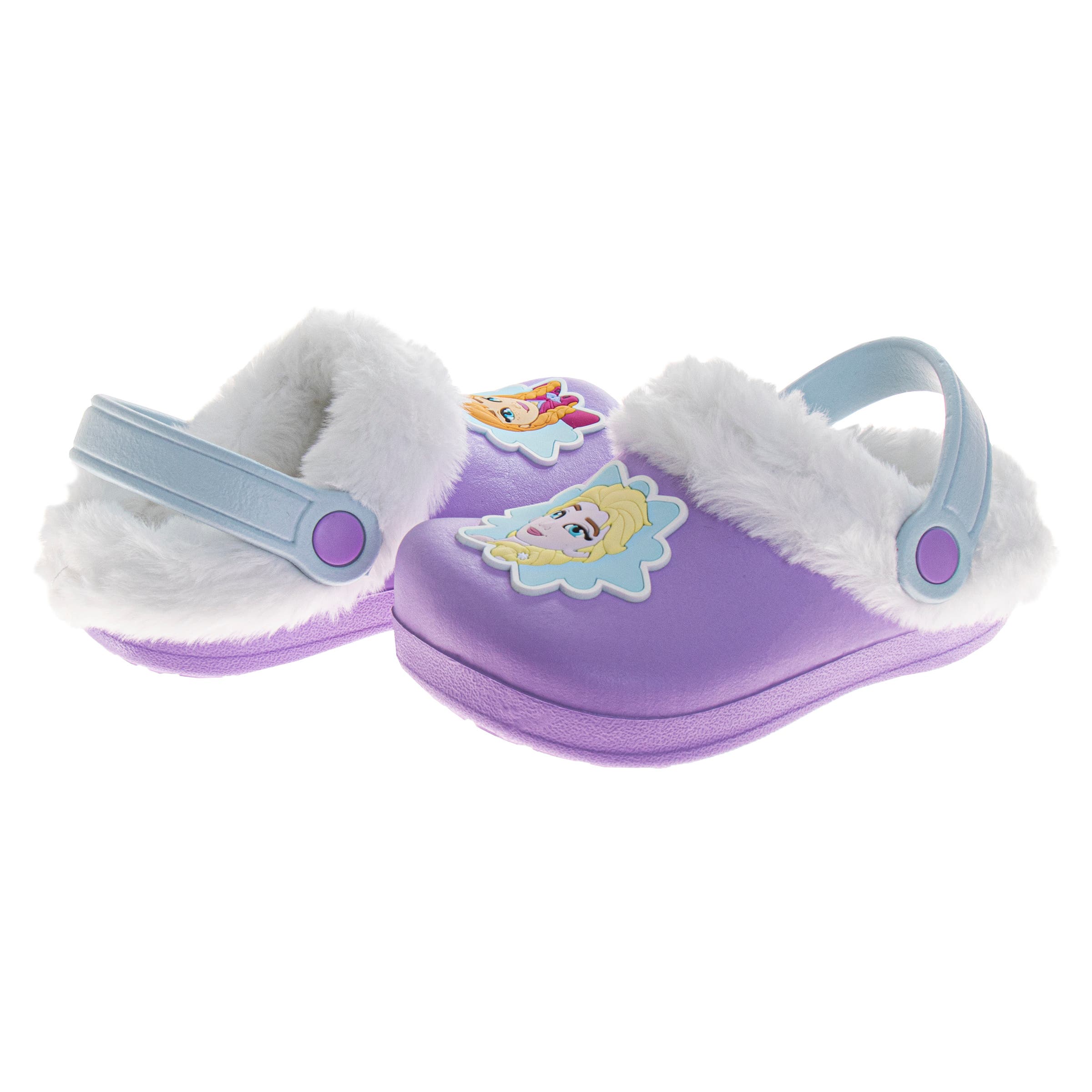 Disney Frozen Anna and Elsa Girls' Clogs - Fuzzy, Fleece-Lined, and Warm Garden Shoes, Alternate, color, Lilac