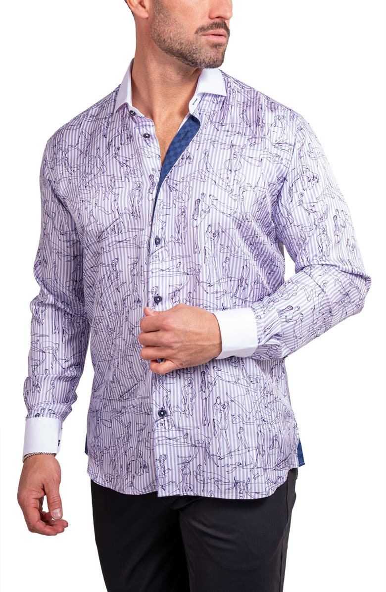 Maceoo Einstein Ascension 0203 Contemporary Fit Button-Up Shirt, Alternate, color, White