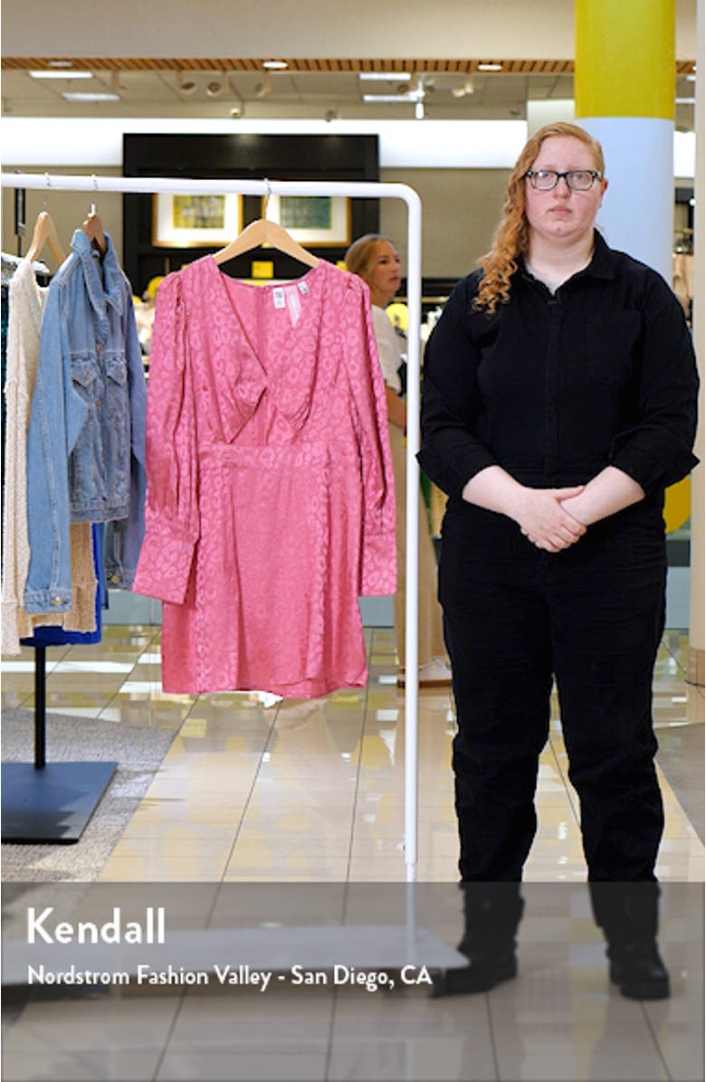 Mia Animal Print Cutout Long Sleeve Satin Dress, sales video thumbnail